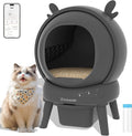 J JORBASADO Self Cleaning Cat Litter Box, 65L Large Capacity Automatic Litter Box Self Cleaning for Multiple Cats with Dual Safety Protection, APP Control & Odor Control, with Deer Antler Decor