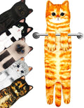 PAT JUUMG Funny Cat Hand Towels for Bathroom Kitchen Decor Towel,Cute Decorative Hanging Face Towels,Super Absorbent Soft, Housewarming Gift,Cat Lovers Gifts for Women (Orange)