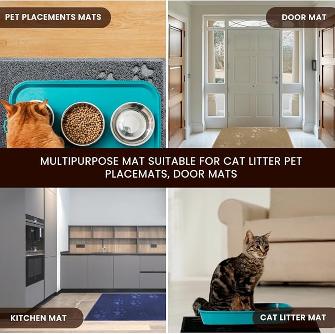 Andalus Medium Cat Litter Mat, Pack of 1 - Waterproof, Non-Slip & Easy to Clean Cat Litter Box Mat for Extra Efficient Pet Litter-Trapping, Brown (23.5” X 15.75”)