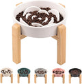 White Ceramic Dog Bowl Slow Feeder for Medium and Large Breed, Elevated/Raised 1.5 Cup 8.26 in Slow Feeding Bowl,Puzzle Dog Food Bowl for Fast Eater,Maze Dish for Fast Eater