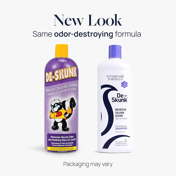 Odor Destroying Shampoo for Dogs, 32 oz. – Formulated with Powerful De-Greasers, Skunk Odor Remover for Pets, Carpet, Furniture and More – Removes Skunk Smell Fast