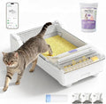 Fully Open Top Automatic Self Cleaning Cat Litter Box, Extra Large Electric Litter Box with APP Control Health Monitor, Smart Litter Tray for Multiple Cats, Anti-Pinch, Come with 5lb Cassava Litter