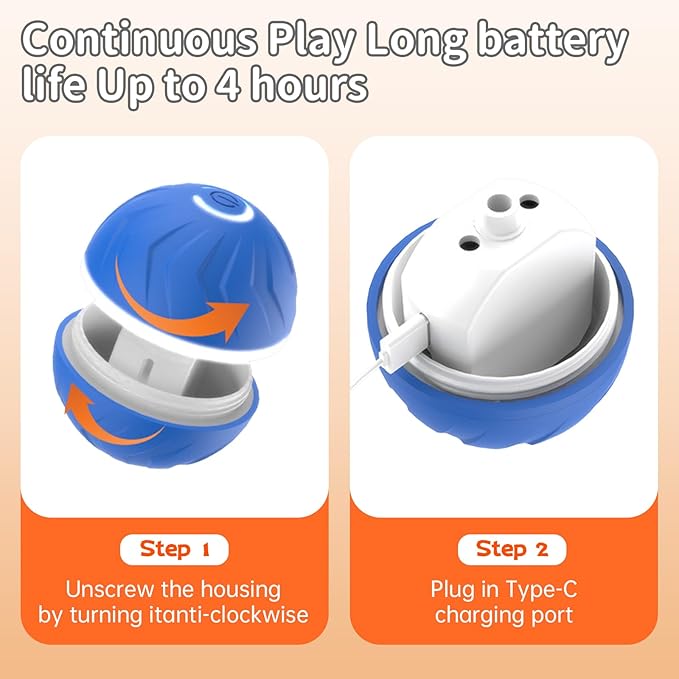 Vibrating Dog Ball, 2025 New Moving Dog Ball, Upgraded Interactive Dog Ball, Automatic Bouncing Ball Toy for Pet, Shaky Ball Toy for Small Dogs and Cats (b-Orange)