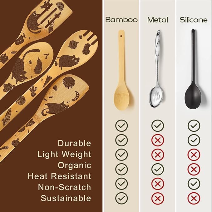 6 Pcs Funny Cute Cat Murder Vegetable Cutting Board with Spoons & Cleaning Sponge, Unique Cat Gifts for Cat Lover Women, Gifts for Christmas Birthday Housewarming, Black Cat Decor for Kitchen
