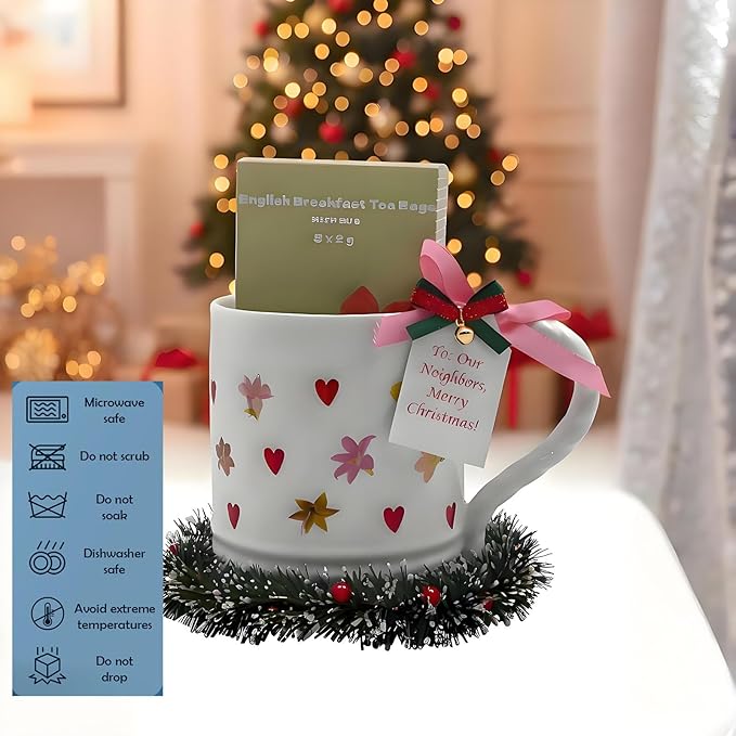 Floral Mom Mug Gift Pack — Ceramic Mother's Day Mug with Beautiful Patterns, Included English Breakfast Tea, Gift Boxed — Thoughtful Birthday or Mother's Day Present