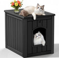 Cat Litter Box Enclosure, Multi-Functional Hidden Cat Litter Box Furniture & Cat Box Enclosure Cabinet with Side Table Design, Openable Front Door & Raised Floor, Easy to Clean & Assemble, Black