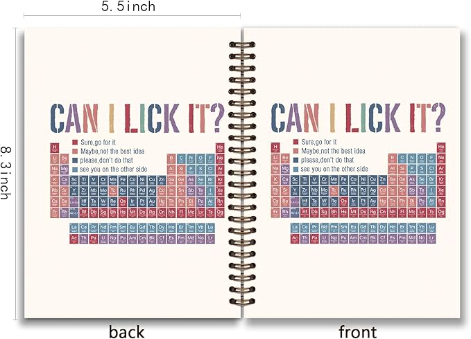 KDHTY Chemistry Notebook Science Teacher Gifts,Periodic Table Laboratory Notebooks Journal for Student,Can I Lick It Periodic Table Funny Science Teacher Appreciation Gifts,5.5x8.3 Inch