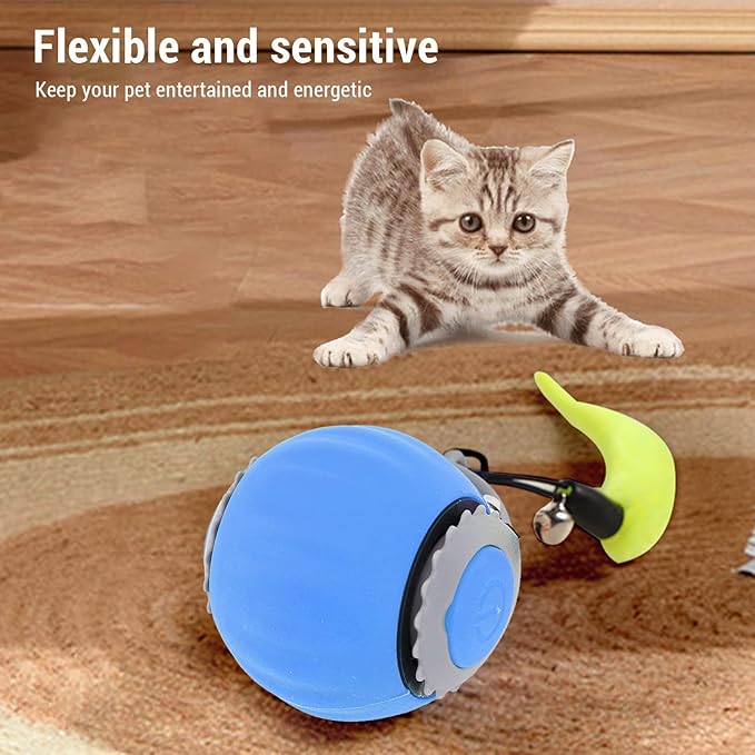 HEEPDD Cat Ball Smart Rolling Ball, Automatic Active Rolling Ball Toy Dog Ball Toys Activated Rolling Ball Self Rolling Electric Cat Ball for Indoor and Outdoor (Blue)
