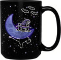 Halloween Witchy Black Cat Coffee Mug, 15oz Gothic Novelty Ceramic Cup, Celestial Moon & Star Spooky Design, Ideal for Hot & Cold Drinks, Cat Lover Gift, Goth Home Decor, Fun Gift for Women & Men