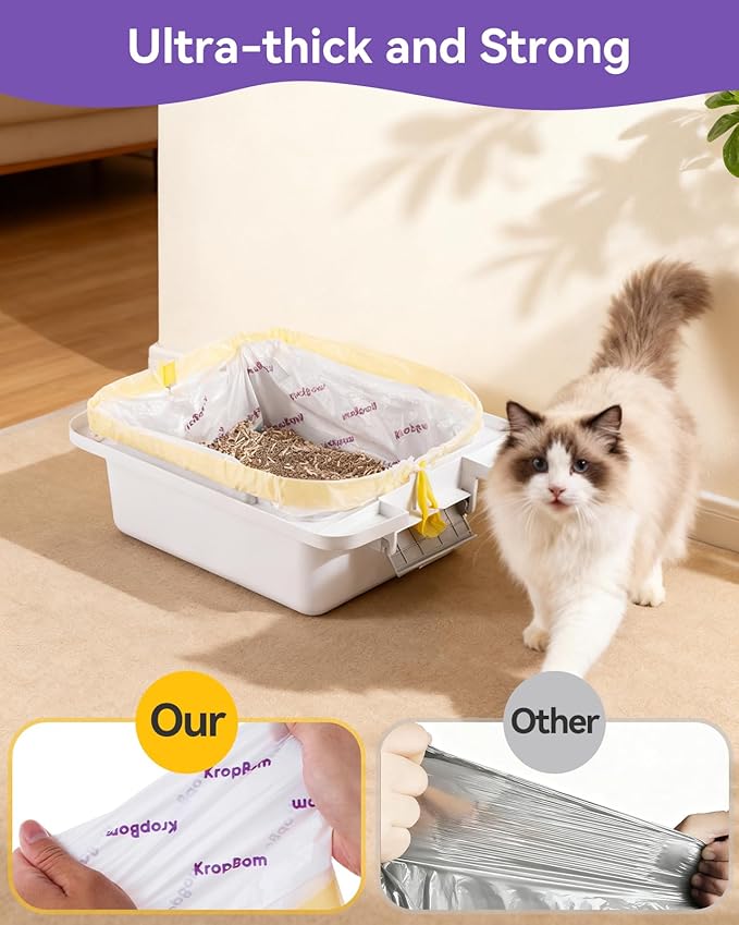 45 Count Automatic Cat Litter Box Liners Compatible with PetPivot AutoScooper 11 and Similar Open Top Self Cleaning Litter Box, Heavy Duty Cat Litter Bags Liners with Drawstring, 25.19" x 11.8"