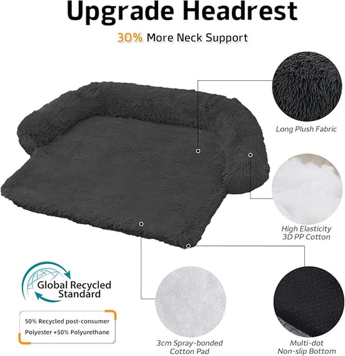 Calming Dog Bed Fluffy Plush Dog Mat for Furniture Protector with Removable Washable Cover for Large Medium Small Dogs and Cats (XS(31“x23.5”x5“), Dark Grey)