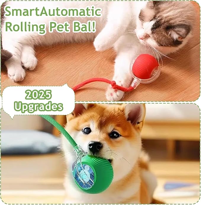 Upgrade Interactive Cat Toys Balls for Indoor Cats, 2026 New 360° Smart Automatic Rolling Ball Toy Electric Cat Balls, Motion Activated Ball for Bored Kitten Pet Cats Dogs (Gray)