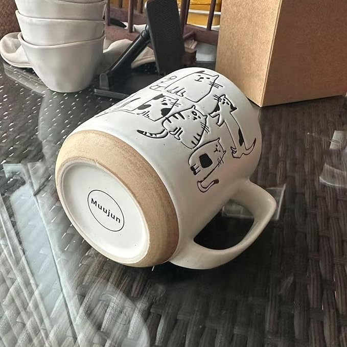 Cat Lovers Mug, Various Cute Kittens Pattern Mug, Cat Coffee Mug Funny Ceramic Tea Cup Novelty Gifts for Office and Home Women Girls Men, Dishwasher Microwave Safe (Beige, 15oz)