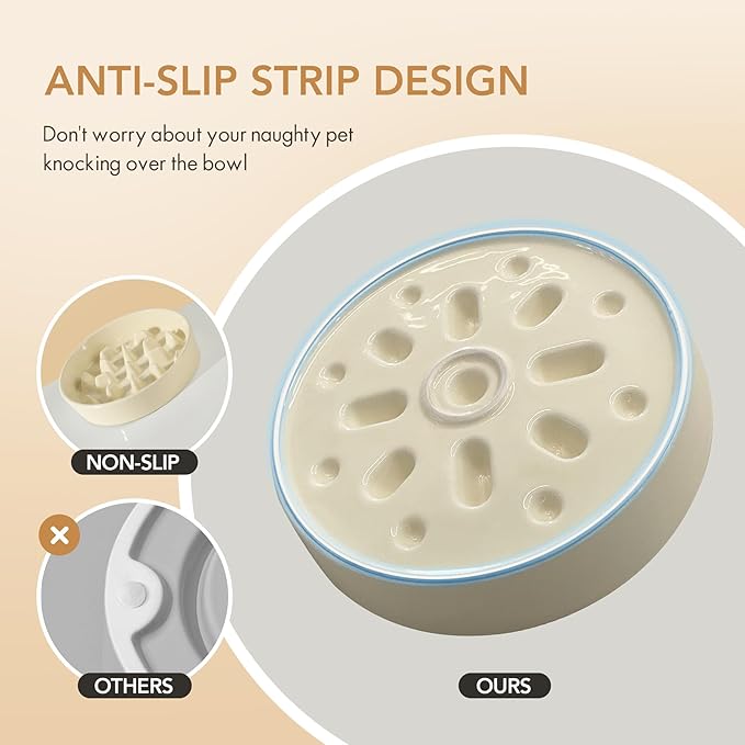 Ceramic 3.2 Cup Raised Slow Feeder Dog Bowl Set, Elevated 8.2inch Bowl and 9.5inch Slow Pet Food Dish with Wooden Stand for Large Dog (2 xLight Yellow+ Stand)