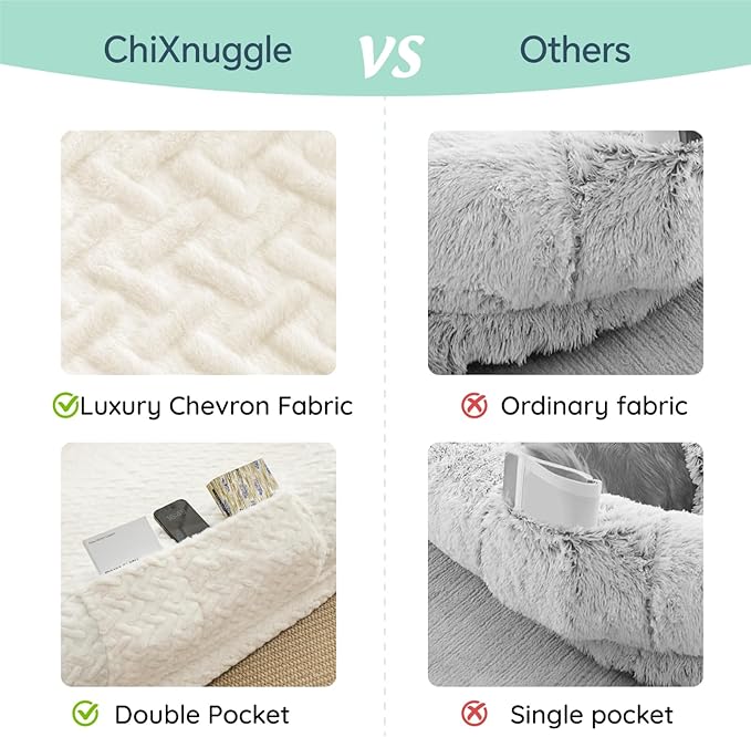 ChiXnuggle Human Dog Bed Cover - Luxury Faux Fur Giant Size Dog Bed Cover, 72"x40"x10", Ivory White