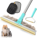 Carpet Rake for Pet Hair Removal - 3 in 1 Reusable Cat Dog Hair Remover Scraper with Adjustable Long Handle, Carpet Clean Gloves & Cat Dog Fur Rakes Scraper Broom for Couch, Rugs, Mats and Cars
