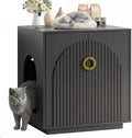 Large Cat Litter Box Enclosure for Self Cleaning Litter Box, 34.84" Tall Litter Boxes Furniture w/Outlets, Modern Cat House, Hidden Cat Litter Furniture for Living Room Black