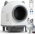 Self-Cleaning Automatic Litter Box with 80L Large Capacity for Multiple Cats, Features Odor-Free Waste Disposal, Safety Sensor, App Control via 2.4 GHz Wi-Fi, Includes 2 Roll Garbage Bags