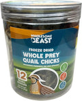 Freeze Dried Whole Prey Quail Chicks for Cats, Dogs, & Ferrets- Whole Feathered Quail Treats for Dogs- Single Ingredient- 12 Count