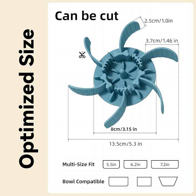 Slow Feeder Insert for 4.5"-7" Dog Bowl, Cuttable Silicone Maze with Suction Cups, Anti-Gulping Slow Eating Mat, Dishwasher Safe