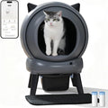Self Cleaning Litter Box for Cats, E2 Automatic Cat Litter Box with Smart APP Control and Health Monitoring, Includes 2 Roll Trash Bag & Litter Mat, Grey