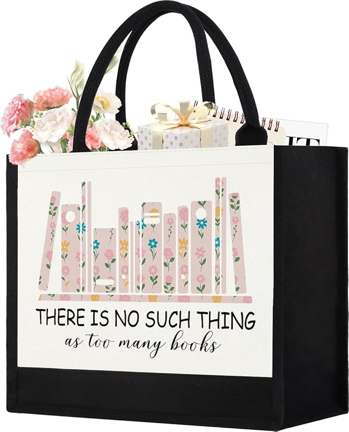 GevGuxLuo Canvas Tote Bag for Women, Cute Book Lover Gifts for Women, Book Lover Gifts Aesthetic Tote Bag Reusable Bag, Birthday Christmas Gift Bookish Gift for Reader Librarian Who Loves Books