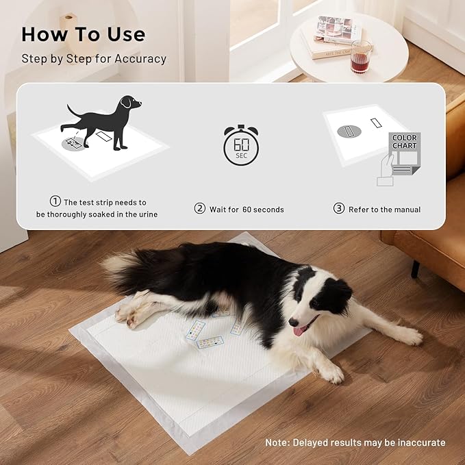 Health Monitoring Puppy Pee Pad with Color Indicators, 22"x22" 5 Counts - 6-Parameter Urine Test, Disposable Dog Potty Training Pads , Odor-Control, Super Absorbent & Leak-Proof