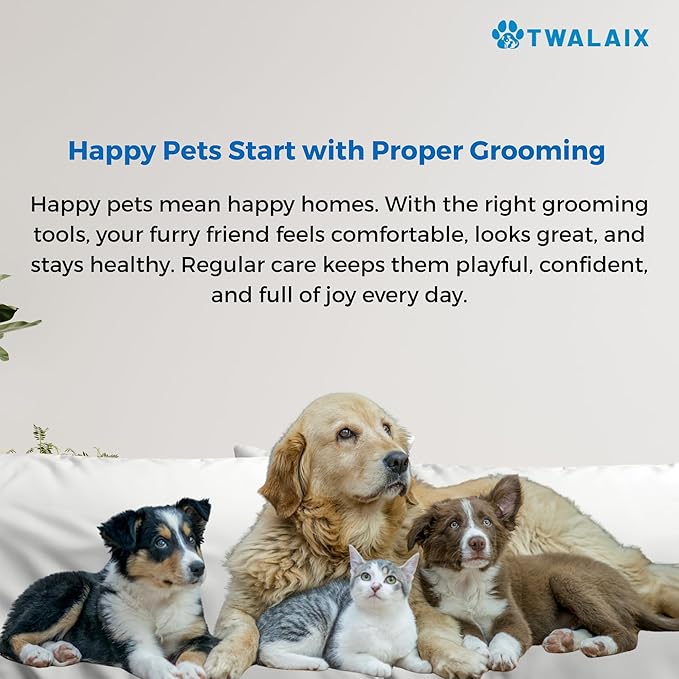 6 in 1 Pet Grooming Kit for Dogs & Cats - Deshedding Brush, Undercoat Rake, Slicker Brush, Nail Clipper, Nail File & Flea Comb for All Coat Types