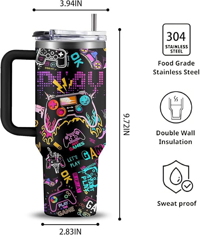 Gaming Gifts for Girl, Gamer Gifts for Women, 40oz Gamer Tumbler Cup, Gaming Mugs, Teen Girl Gift Gamings Stuff, Gaming Gamepad Presents for Daughter, Birthday Gift for Her Gamings Cup(Style3)