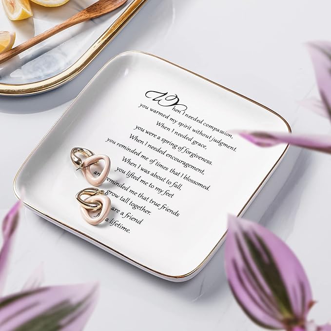PUDDING CABIN Gift for Friend Ring Trinket Dish - You are a Friend for a Lifetime - Birthday Gifts for Women, Female, Her, BFF, Coworkers, Friendship, Moving Away Gifts