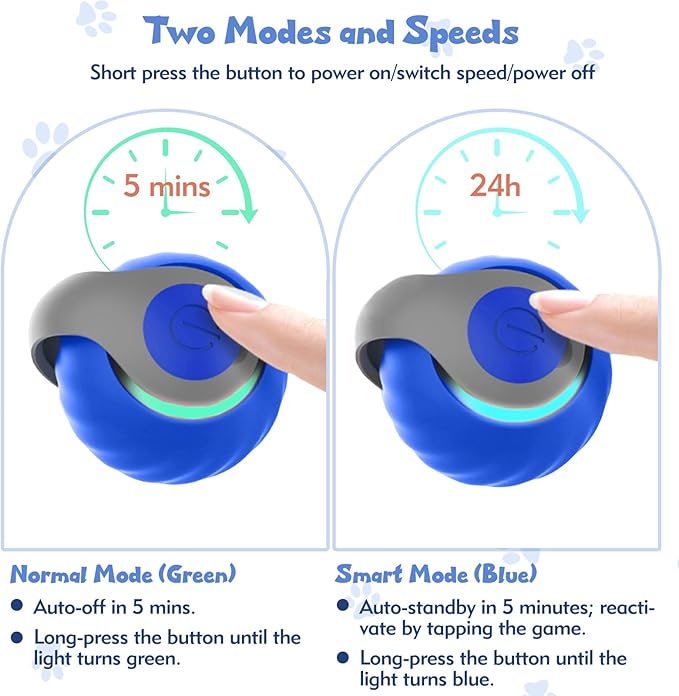 Interactive Cat Toys for Indoor Cats, Automatic Speedy Moving Cat Toy Turbo Ball with Tail 3.0 for Bored Indoor Adult Cats, Rechargeable Chase Motion Activated Kitten Toys - Blue