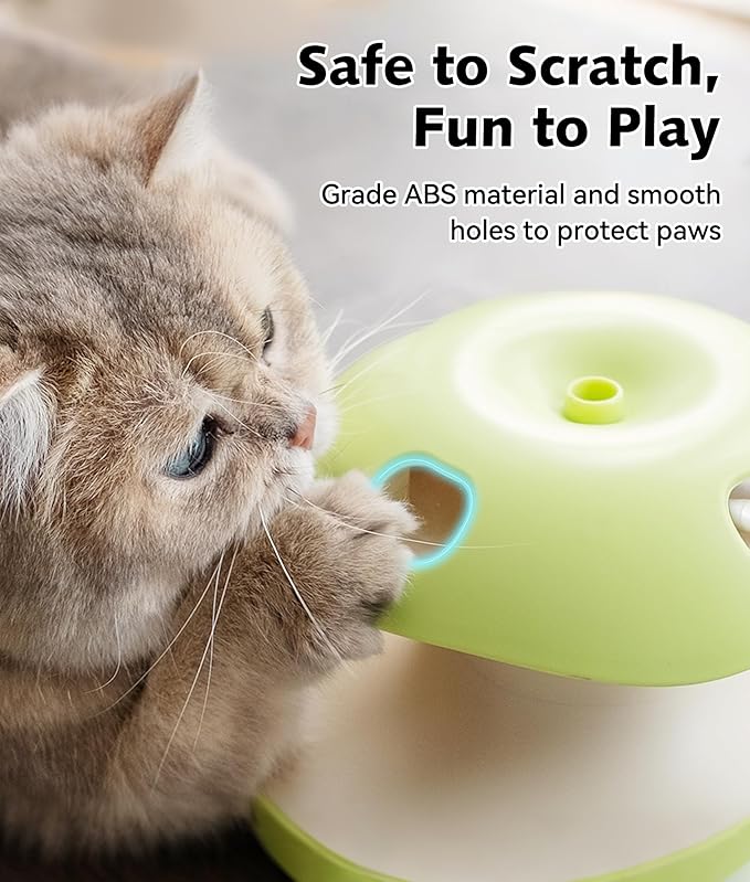 Joytale Interactive Cat Toy for Bored Indoor Cats, Automatic 10-Hole Whack A Mole Apple Toy, 2-in-1 Electric Motion Sensor Toy with Teaser Wand, USB Rechargeable, Boredom Relief, Green