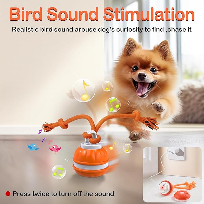 2pcs P06 Interactive Dog Toys Dog Balls, Electric Automatic Moving and Rolling Dog Toy with Rope for Small Medium Dogs, Fun Smart Puppy Toy s for Boredom & Training, Dog Toys to Keep Them Busy (B+O)