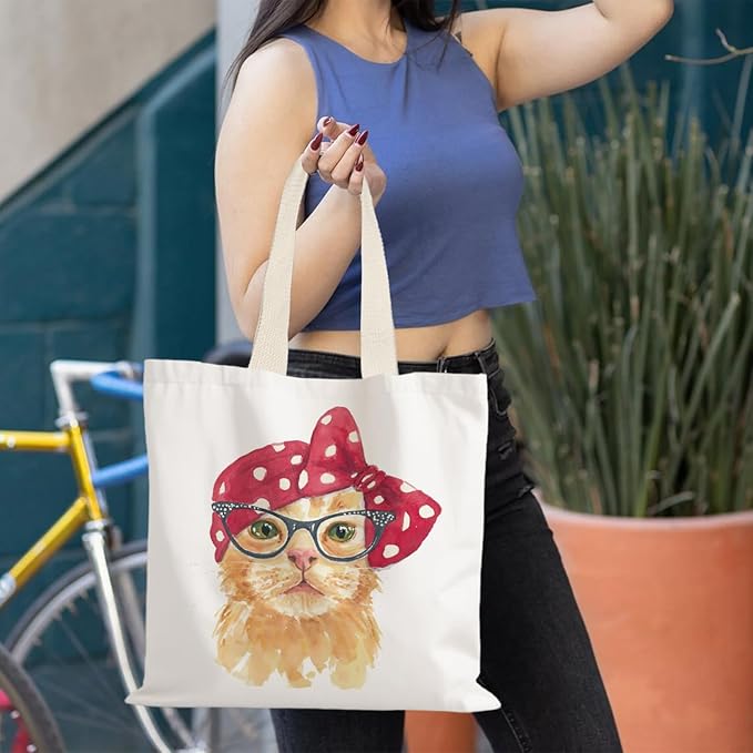 Canvas Tote Bag Aesthetic,Zoon Cow Dog Cat Tote Bag,Gifts for Women Canvas Tote Bags