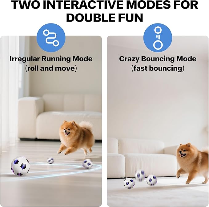 Pet Prime Interactive Dog Ball Toy Automatic Active Rolling Ball for Dogs Motion Activated with LED Light Rechargeable Self Moving Toy for Small Medium Large Dogs to Play