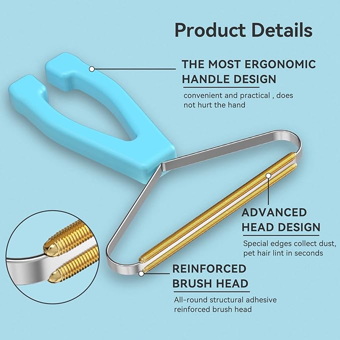 Carpet Rake - 60" Long Handle Pet Hair Removal with Metal Fabric Edge Design,Carpet Rake for Pet Hair Removal, Dog Cat Fur Remover Rubber Broom,Rug,Car Mat,Couch,Pet Bed,Furniture(4 Pack)