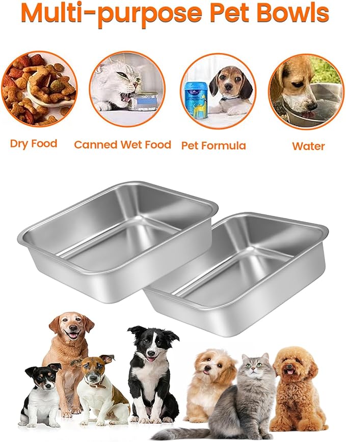 Stainless Steel Dog Bowls, [2 Pack] Water and Food Bowl Set, 1.6L Pet Metal Dishes for Small Medium Large Dogs