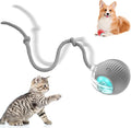 Interactive Cat Ball Toys,Indoor Moving Cat Toys, Automatic Rolling Toy with Cord, Interesting Rotating Ball Toy for Dogs and Cats (Gray)