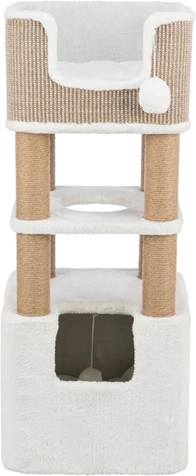 Trixie 39.8" Lucano Cat Tree, Indoor Cat Furniture with Jute Scratching Posts, Plush Condo, Interactive Toys - Taupe