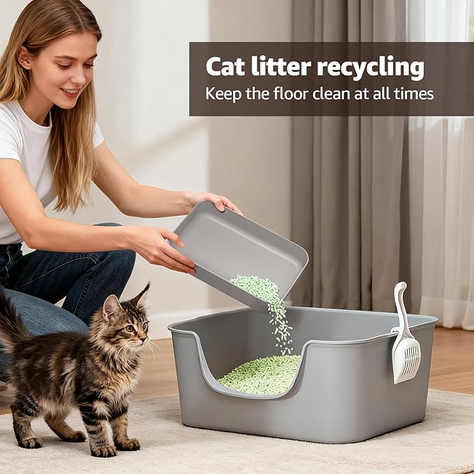 Cat Litter Box Step Ramp with Filter Function, Cat Step Pedal Stool for Self-Cleaning Litter Box, Easy to Clean, Anti-Tracking & Non-Slip,Ideal for Kitten & Elderly Cats,Gray