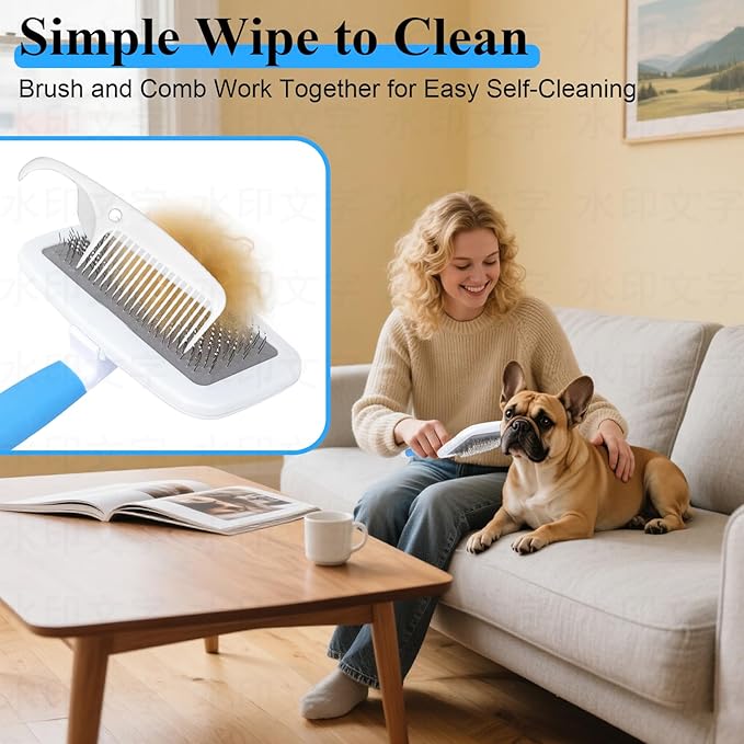 French Bulldog Brush,Skin Friendly Effectively Tackle Shedding,Essential French Bulldog Accessory for Your Pets,Blue