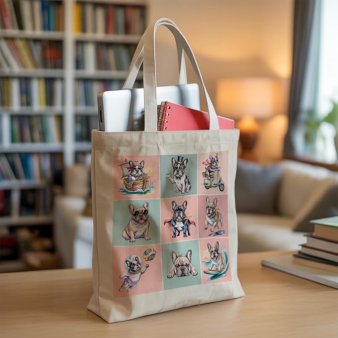 Pets Lover Gifts Tote Bag for Women, Dogs Cats Bee Aesthetic Canvas Bag with Inner Pocket
