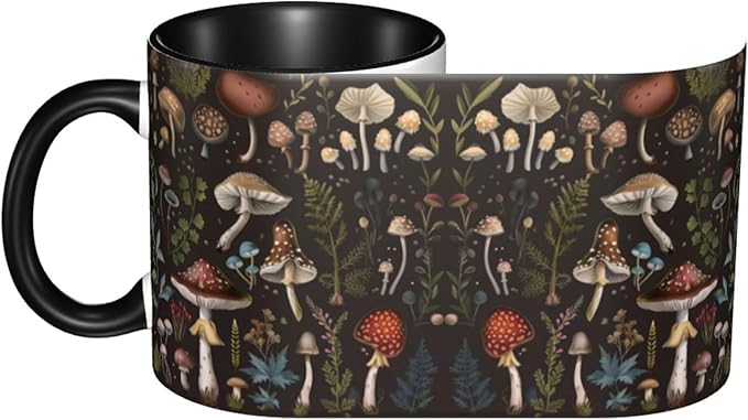 Mushroom Coffee Mug 11OZ Funny Ceramic Tea Cup Kitchen Decor Novelty Presents for Home Office Travel