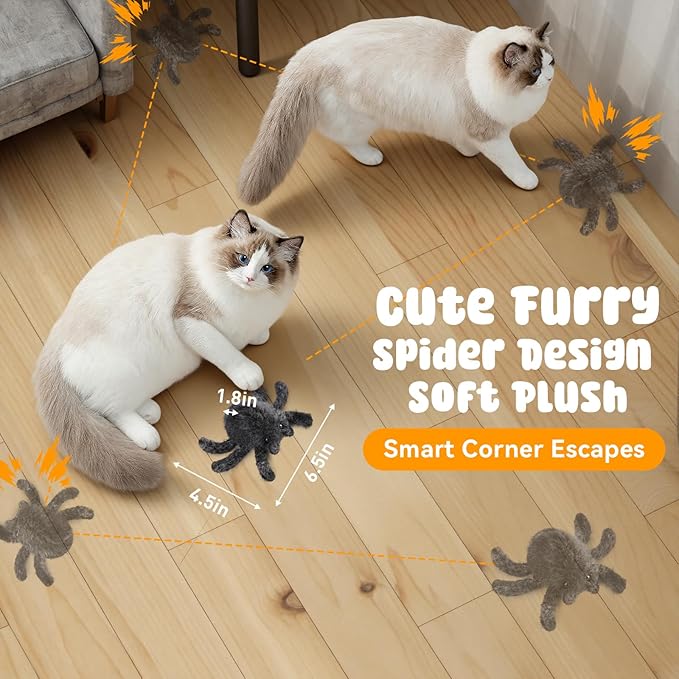 Cat Toys Interactive Remote Control Cat Toy Horror Spider Moving Cat Toy 2 Modes Interactive Cat Toys for Indoor Cats with 3 Speeds