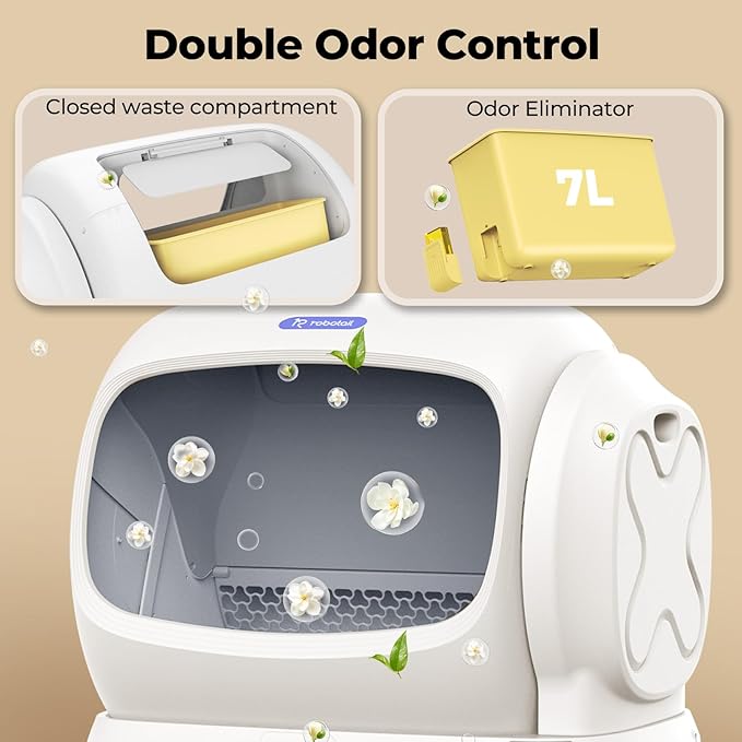 Self-Cleaning Cat Litter Box,106L XXXL Extra-Large Space Automatic Cat Litter Box for Large Cats, Open Top Automatic Cat Box Self Cleaning with APP, Safety Sensor, Anti-Pinch Patent