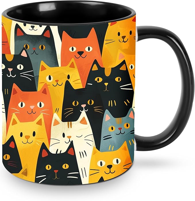 Cat Coffee Mug 11OZ Funny Ceramic Tea Cup Kitchen Decor Novelty Mugs for Home Office Travel