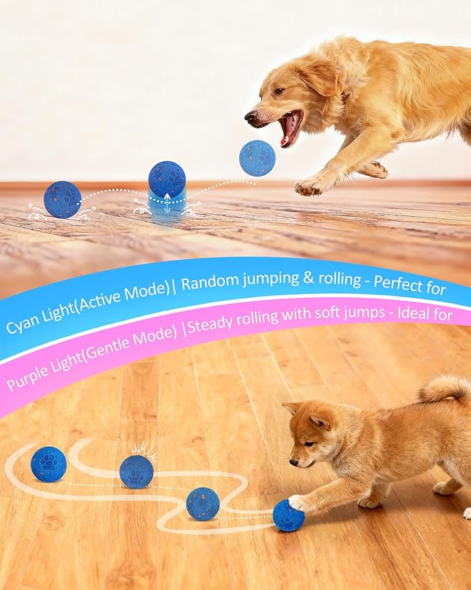 Interactive Dog Ball & Interactive Dog Toys for Medium/Large Dogs: Self-Moving, Auto-Vibrating & Bouncing Smart Ball - 3.1“ Chew-Resistant E-TPU, IPX7 Waterproof & Low-Noise(Include Gift Bag)