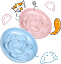 2 Pcs Cat Slow Feeder Bowl for Dry & Wet Food - Unbreakable Melamine Cat Food Plates for Slow Eating - Cute Kitten Bowl - Whisker Friendly & Dishwasher Safe & Non Slip Design (Blue + Pink)