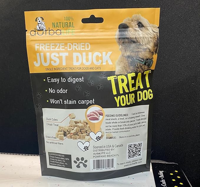 Freeze Dried Dog and Cat Treats Food Topper (2.0 oz, Just Duck)