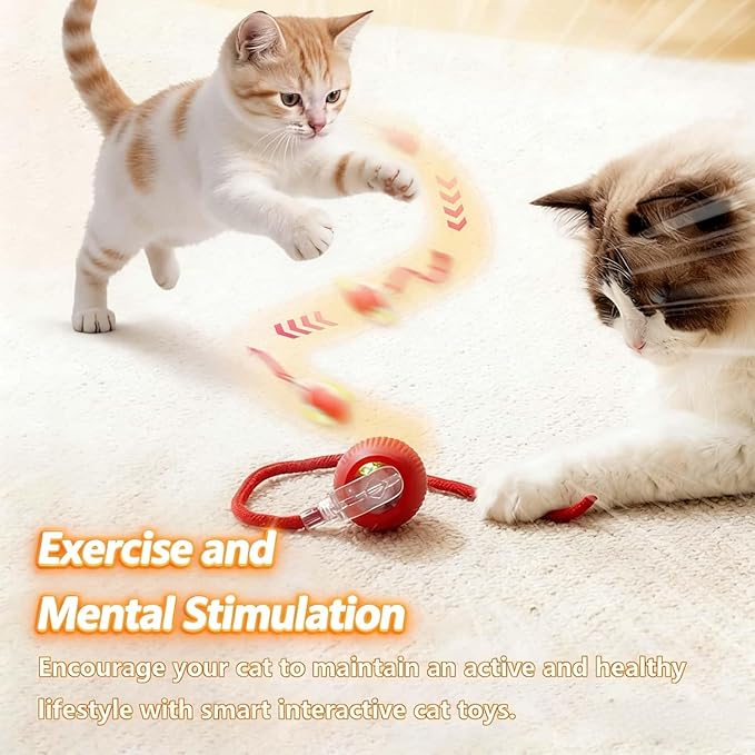 Interactive Rotating Cat Ball Toy, 360 Smart Rolling Ball Electric, Automatic Moving for Cats & Kittens (Yellow)
